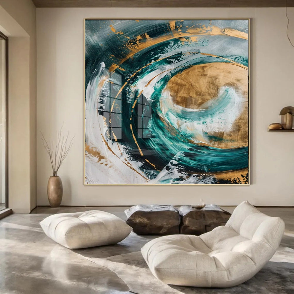 Modern Geometric Hand-Painted Abstract Art for Contemporary Bedrooms