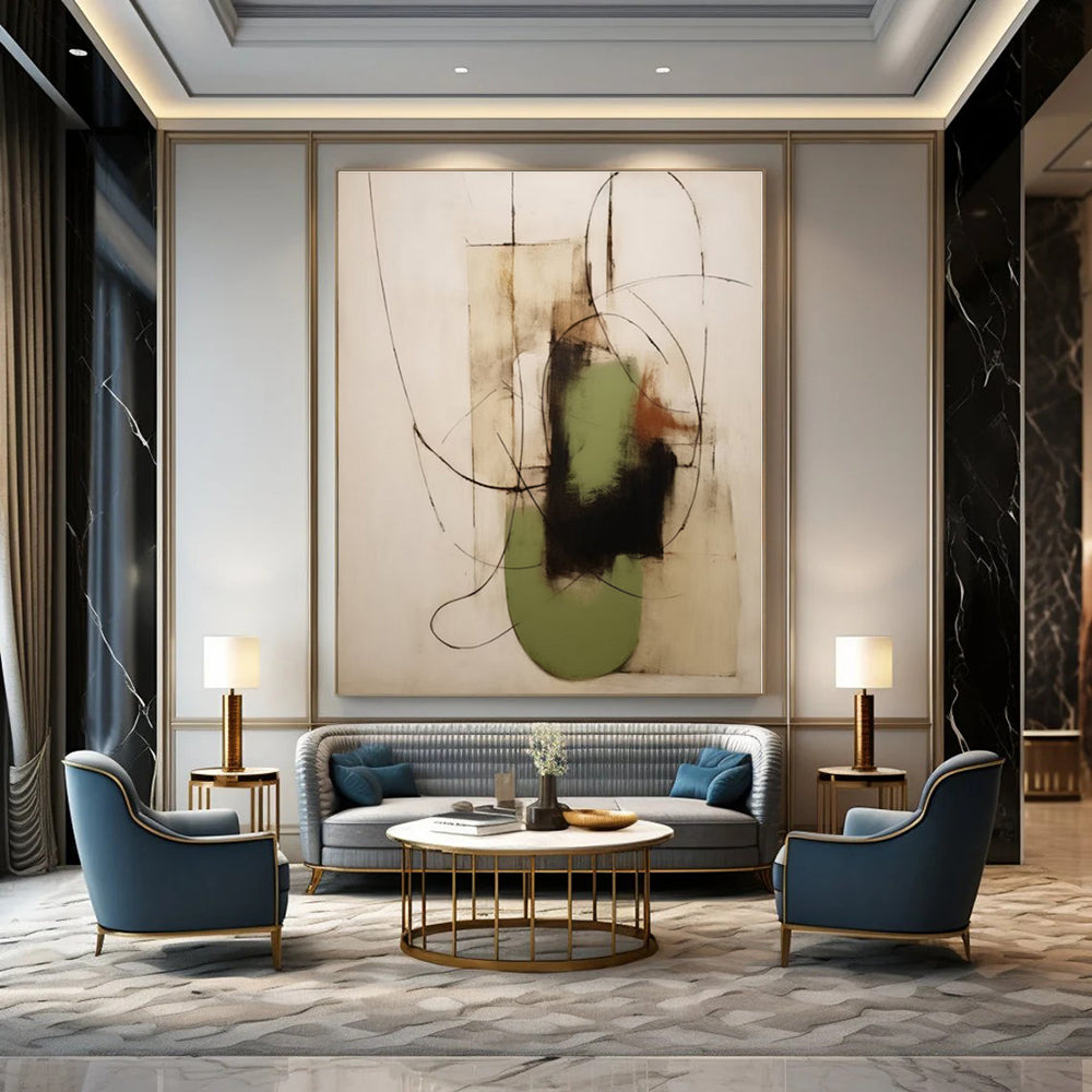 Colossal Hand-Painted Contemporary Abstract Mural for Office Training Halls