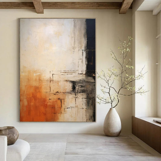 Oversized Custom Hand-Painted Abstract Mural for Living Room and Bar