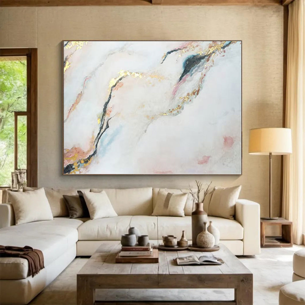 Gigantic Hand-Painted Abstract Painting for Hallway Stairwell Wall