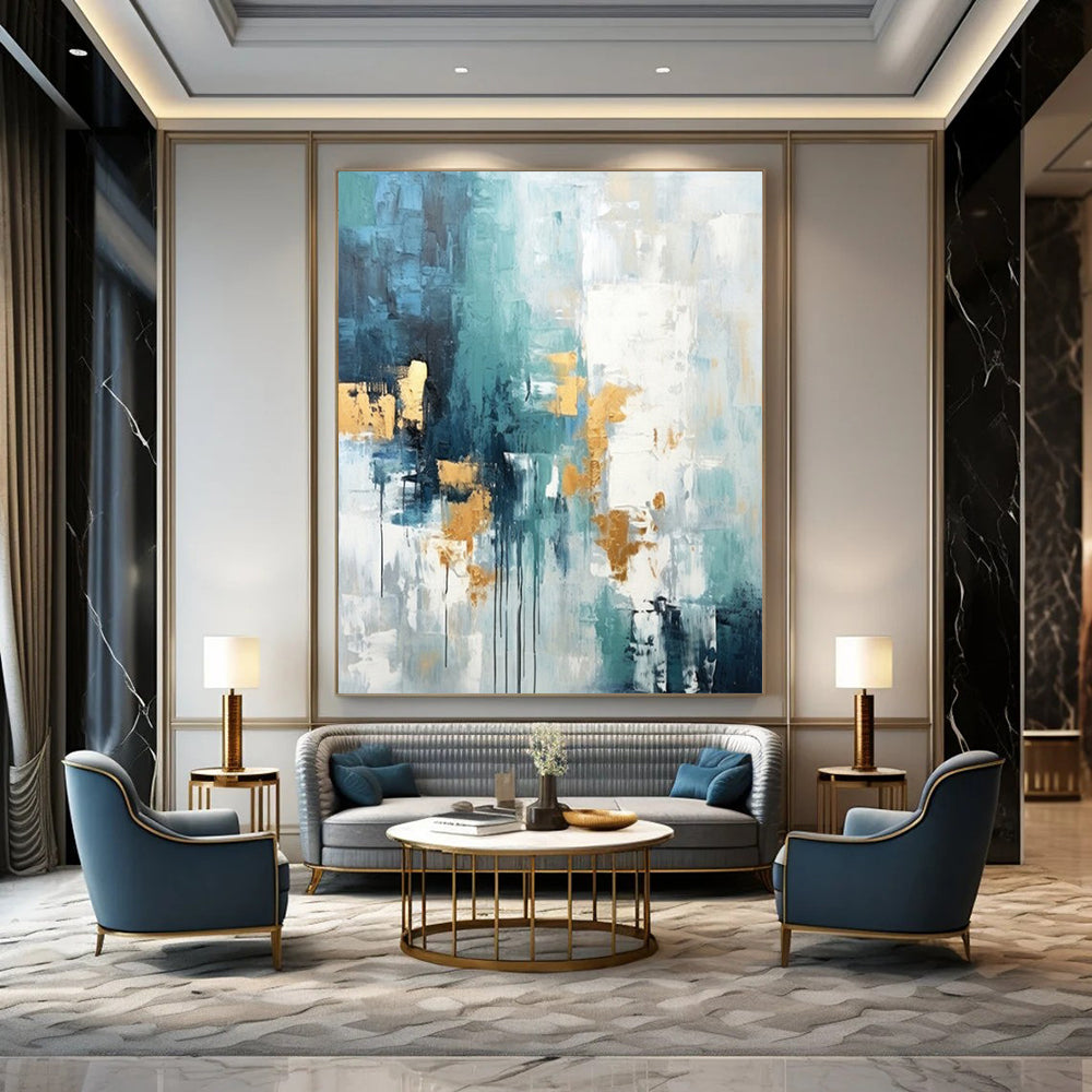 Gigantic Hand-Painted Modern Abstract Art for Family Home Libraries