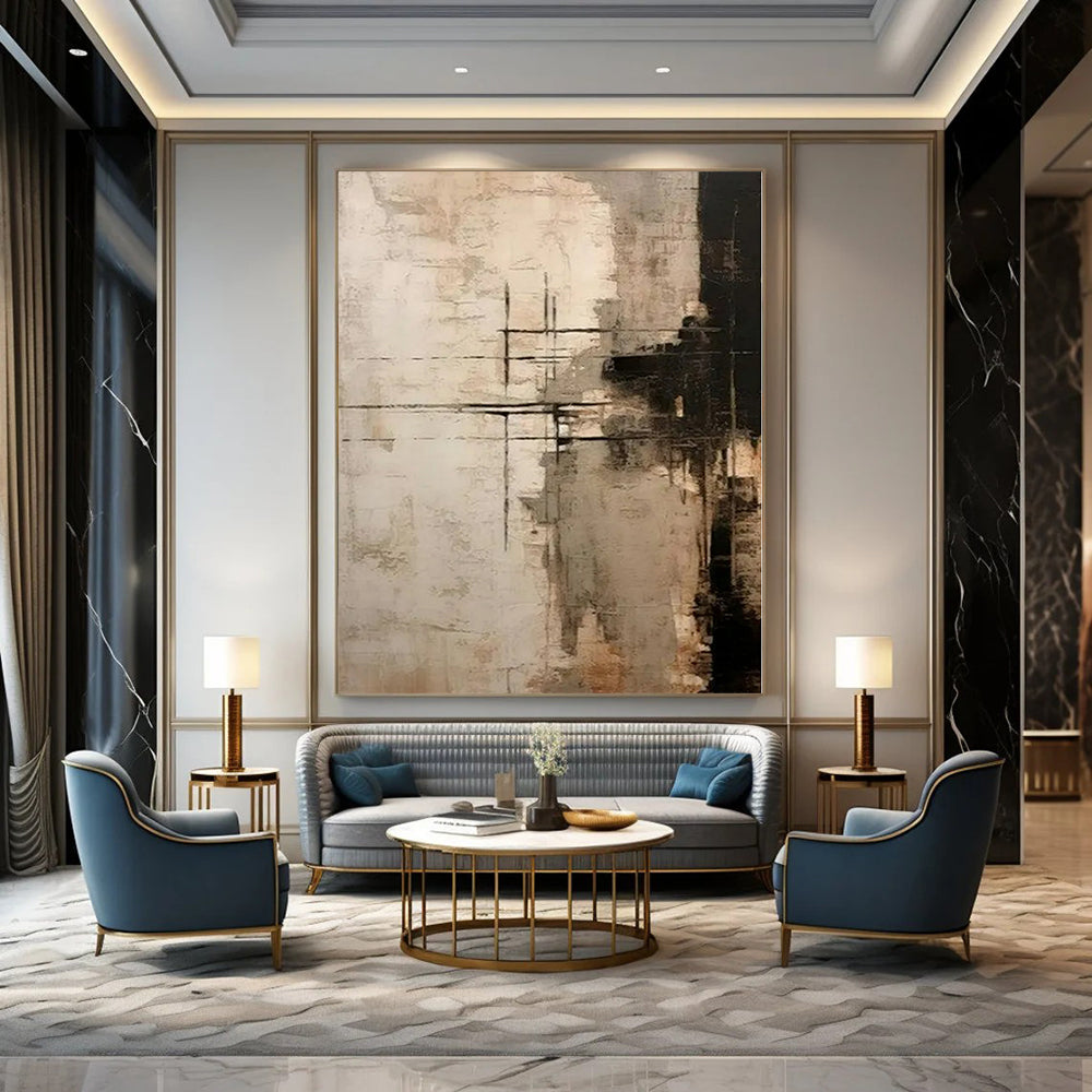 Hand-Painted Large Modern Abstract Wall Art for Bedroom Behind Headboards