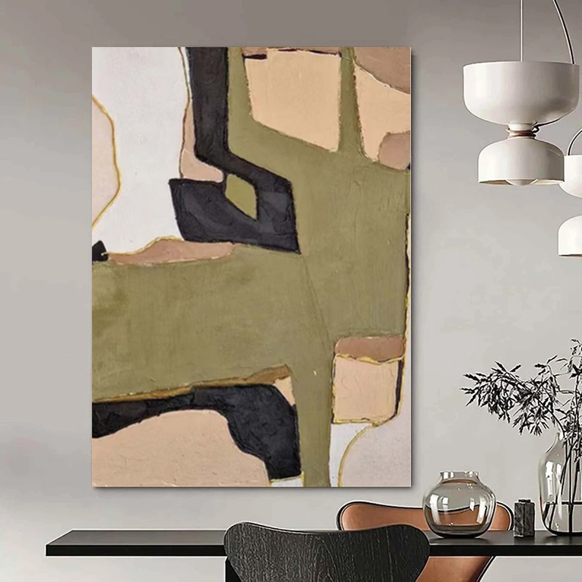 Large Hand-Painted Abstract Art for Equestrian Competition Venue Foyers