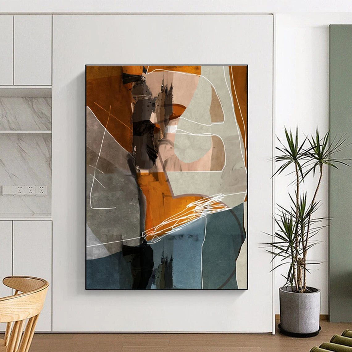 Gigantic Abstract Botanical Hand-Painted Painting for Mudroom Paw Wash Wall