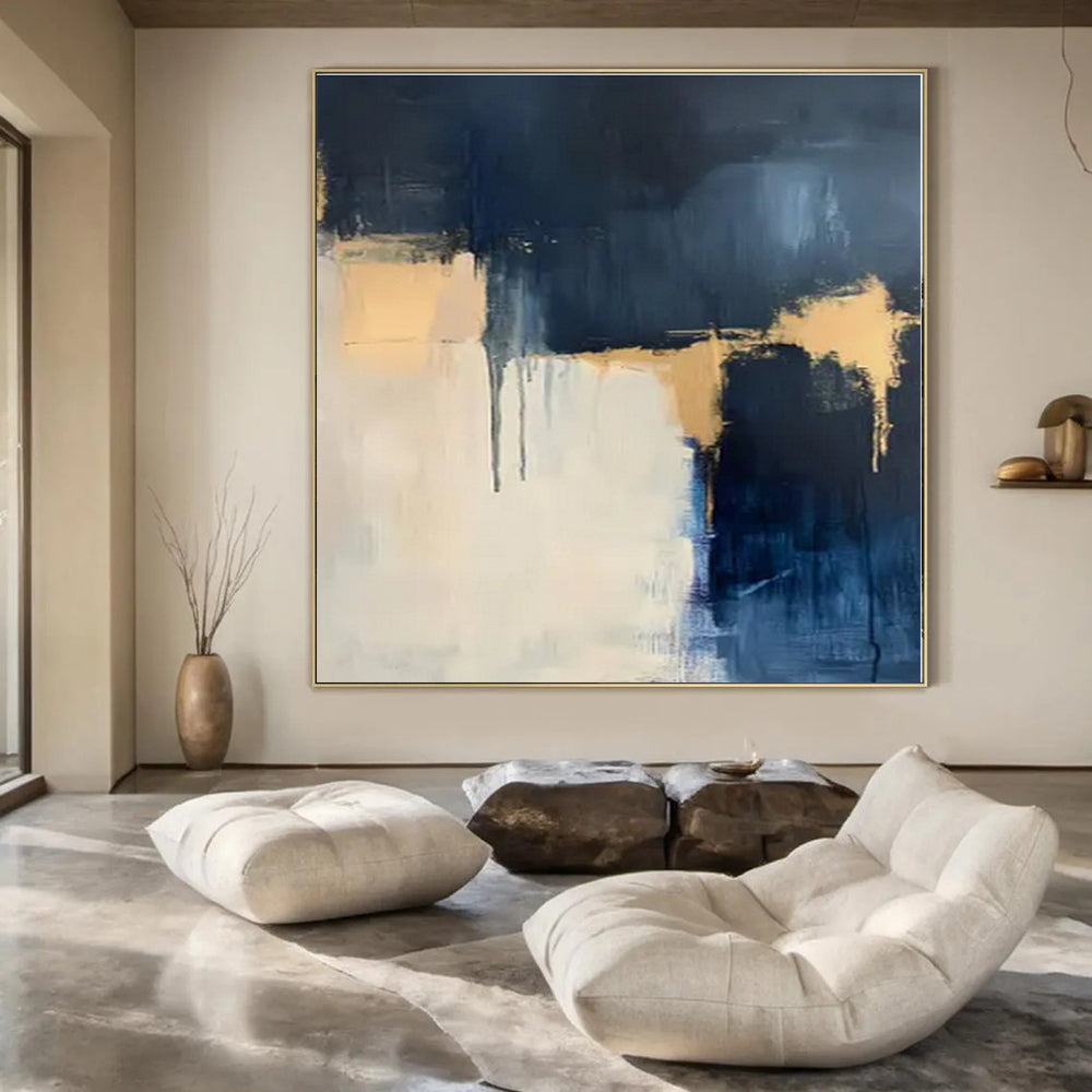 Custom Hand-Painted Abstract Wall Art for Office Virtual Meeting Rooms