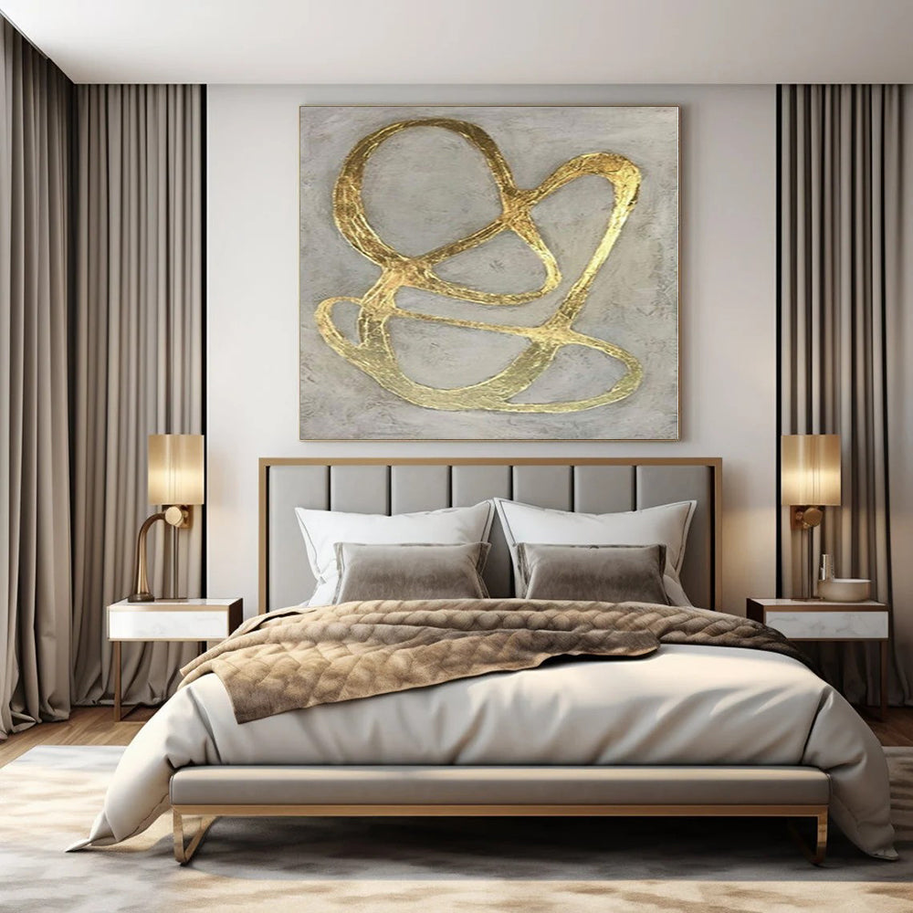 Giant Hand-Painted Contemporary Abstract Art for Family Home Basement Recreation Areas