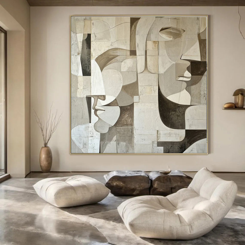 Oversized Custom Hand-Painted Abstract Canvas for Bar & Entryway