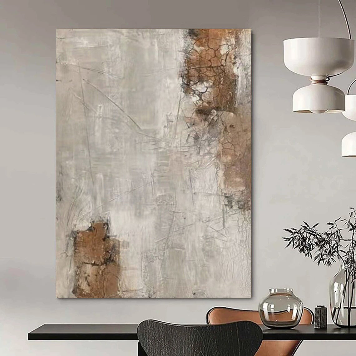 Giant Hand-Painted Abstract Wall Art for Yoga Studio Spaces
