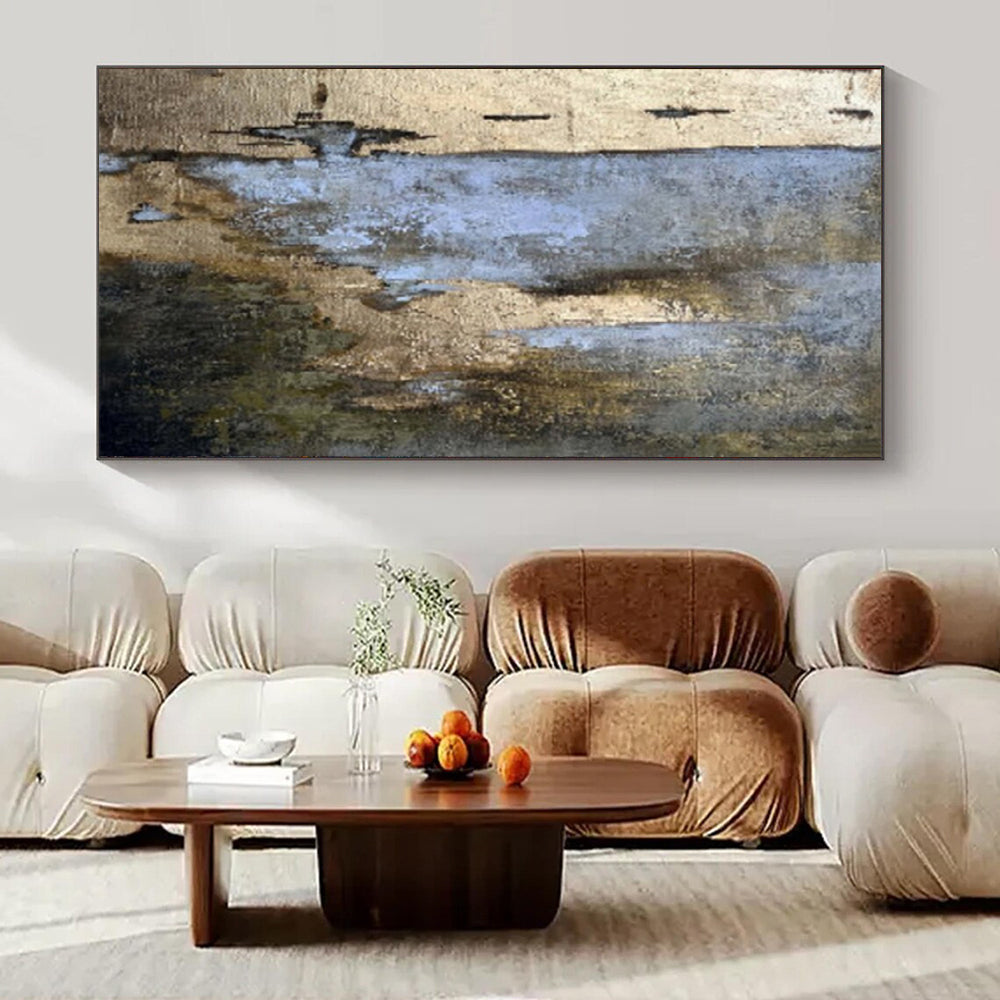 Oversized Hand-Painted Modern Abstract Mural for Upscale Hotel Restaurants