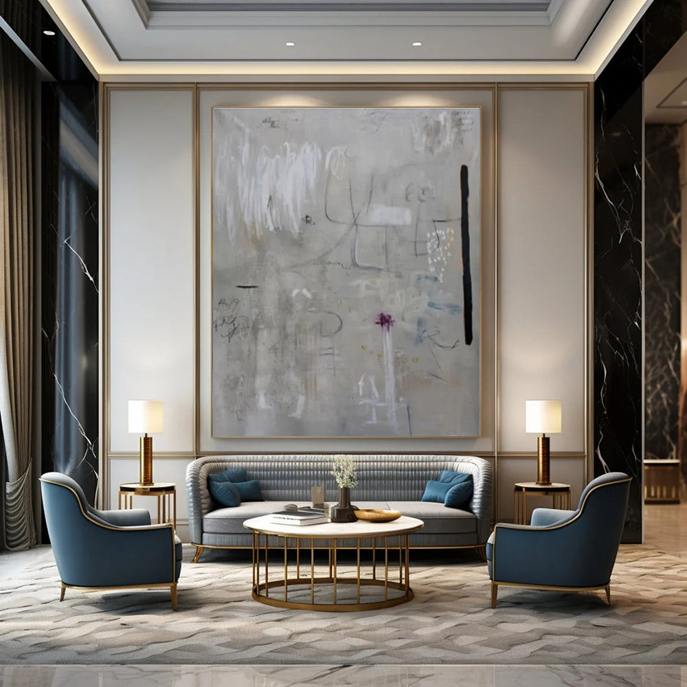 Hand-Painted Personalized Abstract Mural for Living Room & Office