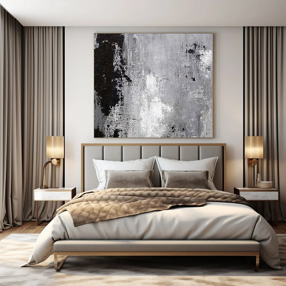 Enchanting Hand-Painted Abstract Mural for Living Room Alcoves