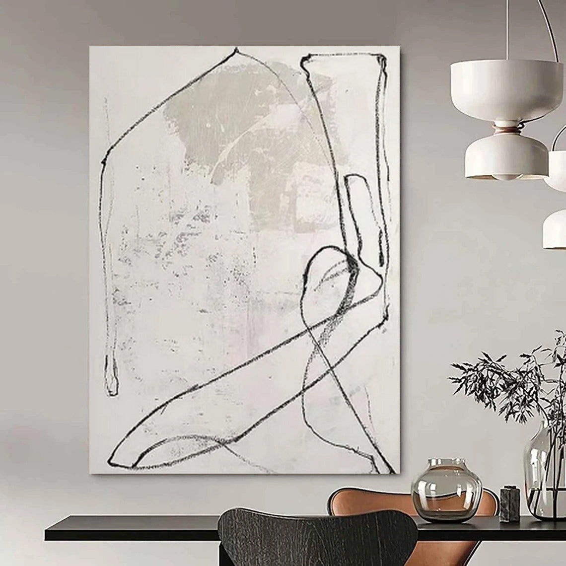 Grand Abstract Painting for Reading Nook Alcoves - Hand-Painted Oil on Canvas