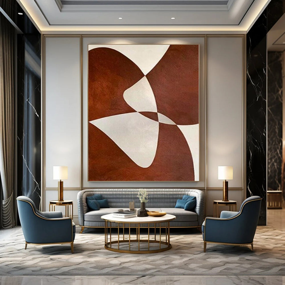 Huge Hand-Painted Contemporary Abstract Painting for Living Room Vaulted Ceilings