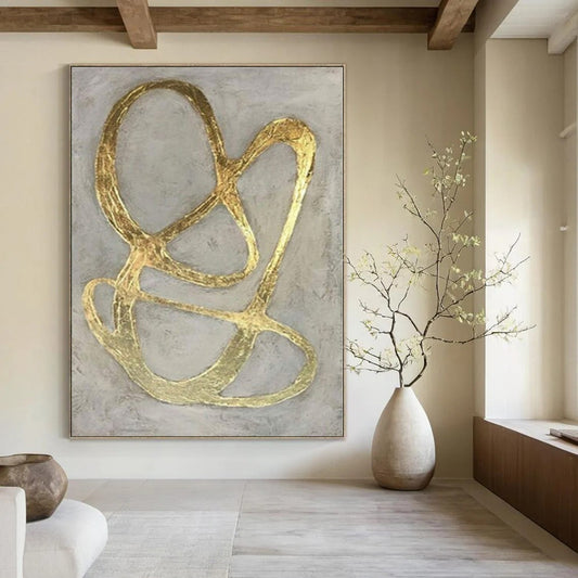 Giant Hand-Painted Contemporary Abstract Art for Family Home Basement Recreation Areas