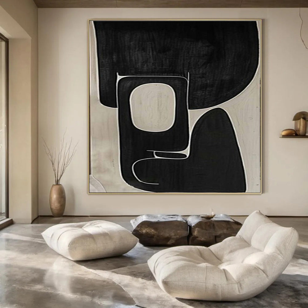 Extra-Huge Hand-Painted Modern Abstract Canvas for Family Home Basement Rec Rooms