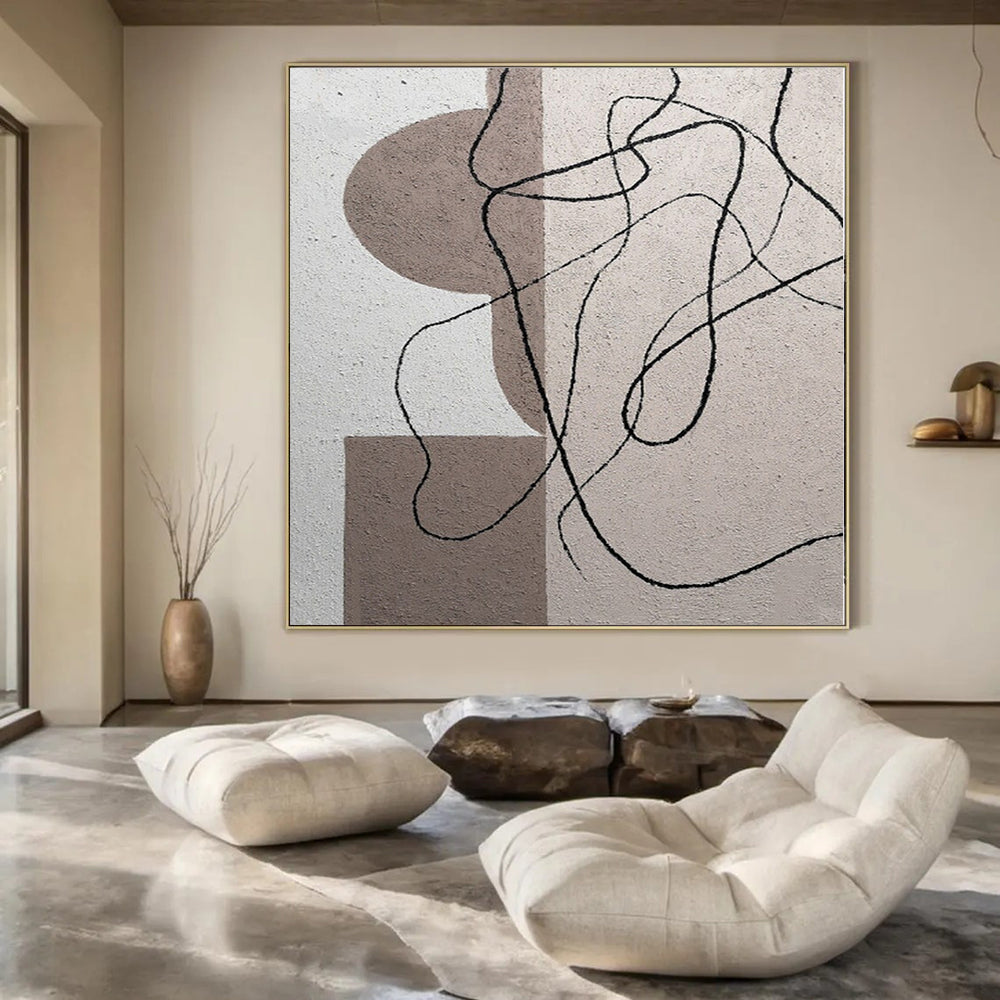 Huge Hand-Painted Contemporary Abstract Painting for Family Home Artistic Workshops