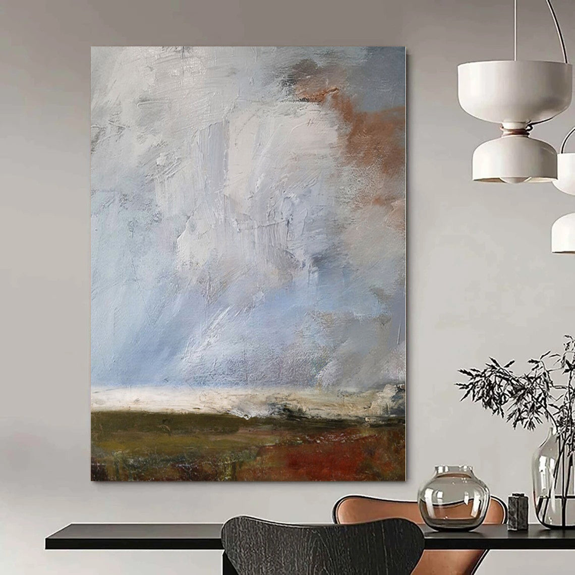 Luxurious Hand-Painted Abstract Wall Art for Behind Living Room Sectional Sofas