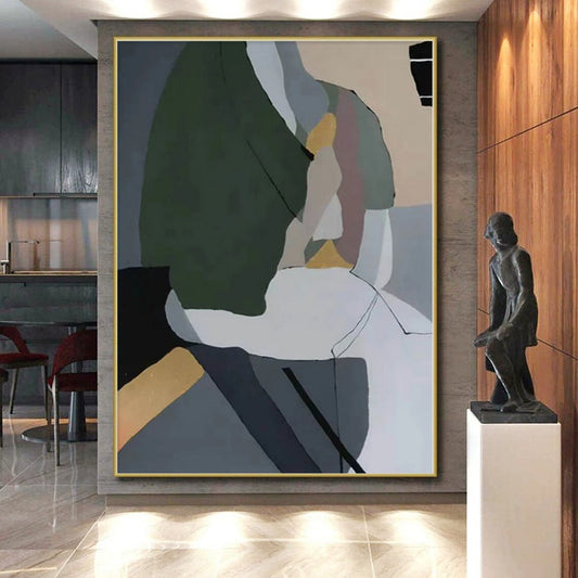 Large Custom Abstract Painting for Home Bar and Lounge Seating Back Walls