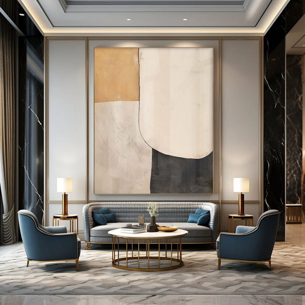 Colossal Hand-Painted Contemporary Abstract Canvas for Family Home Entryways