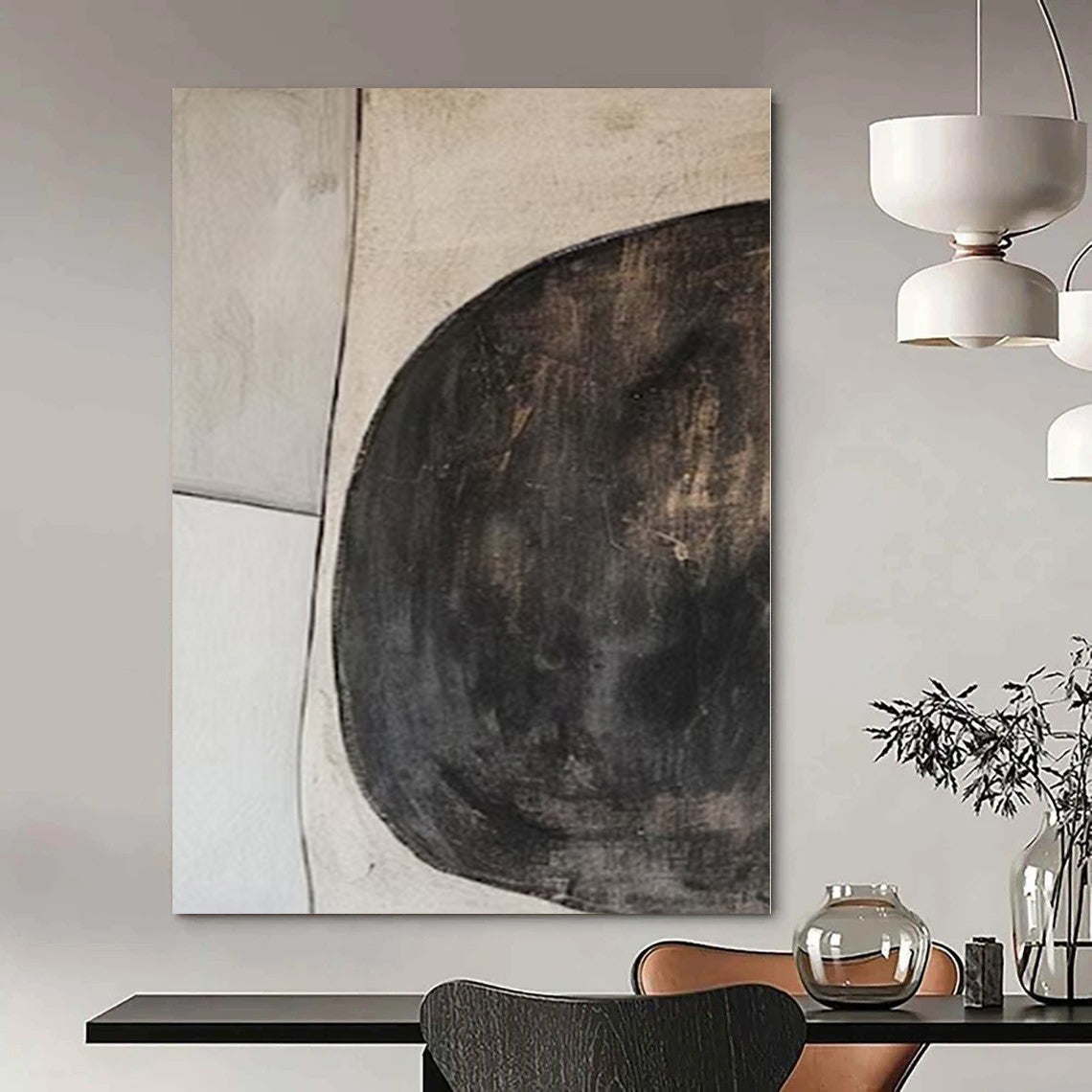 Large-Scale Hand-Painted Contemporary Abstract Mural for Family Home Laundry Rooms