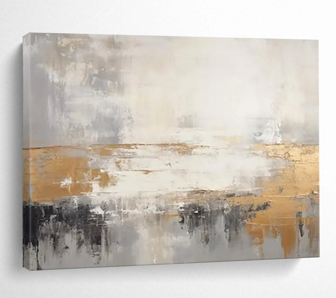 Gold - Gray Abstract Horizon - Luxe Bedroom Art DLZ108