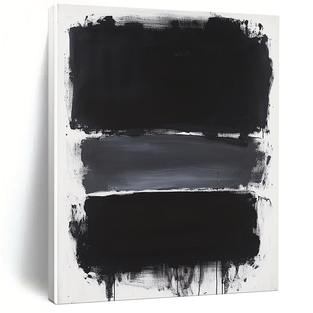 Black, Gray and White Layered Rectangles "Subtle Depth" Painting On Canvas HB277