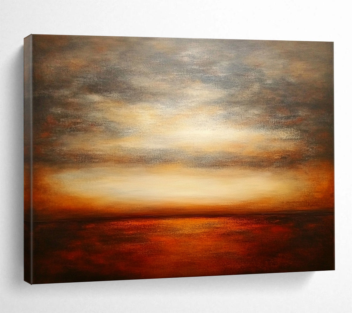 “Warm - Toned Sunset Sea” - Impressionist Landscape Painting HB0534
