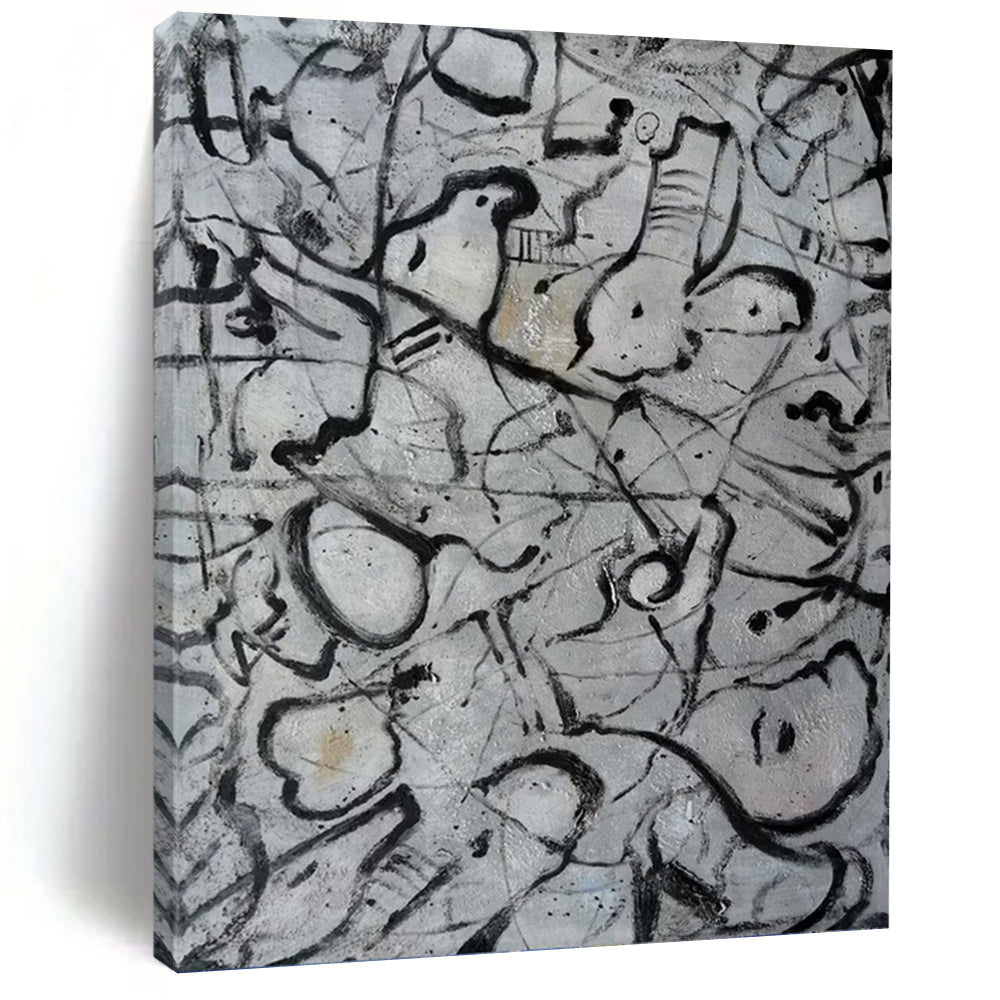 Imperial Vertical Hand - Painted Custom Abstract Narrative (with Silk Textures) for Bedroom and Living Room DKH1591