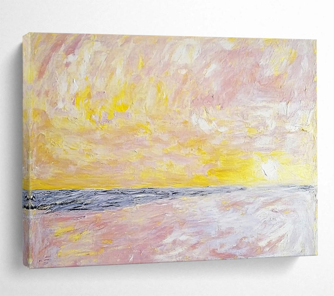 “Pastel Sunrise Beach” - Pink, Yellow, Purple, Abstract Dawn - Impressionist Acrylic Painting HB1509