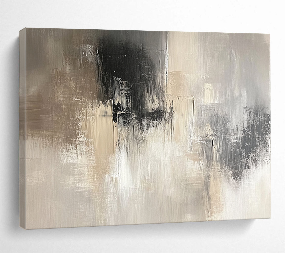 “Neutral Gray Abstract” - Beige, Gray, White, Subtle Abstract Textures Painting On Canvas HB0965