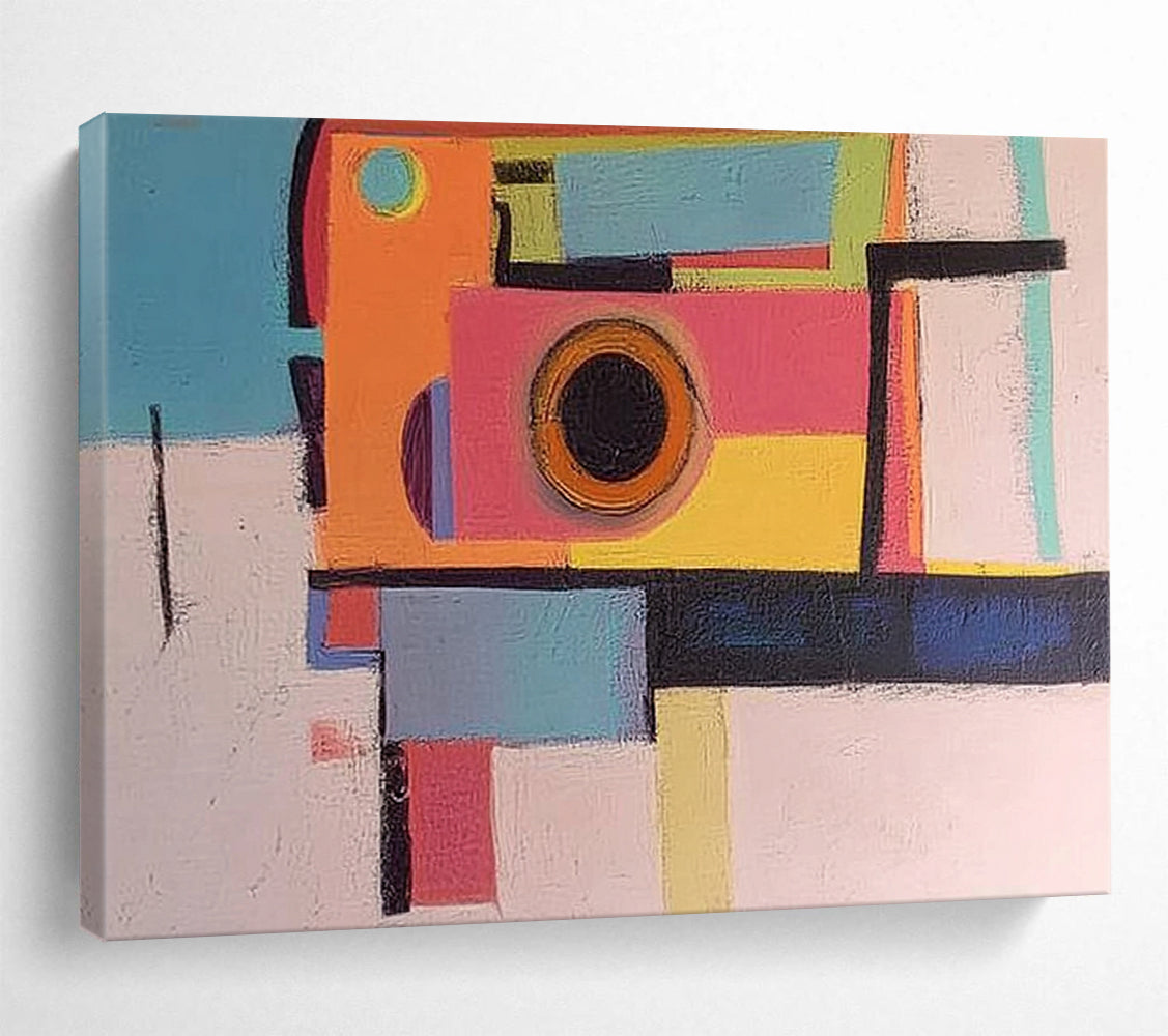 Colorful Geometric Abstract "Playful Prism" Painting On Canvas HB0411