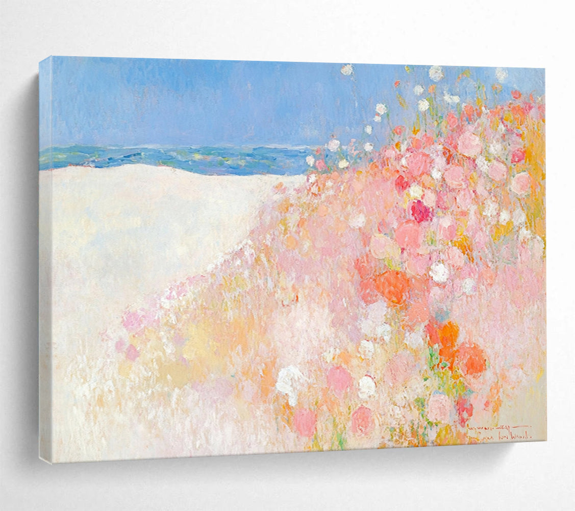 “Seaside Flower Dunes” - Soft pastels, beach blooms, Impressionist Landscape Painting On Canvas HB0573