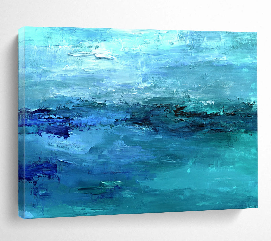 “Turquoise Ocean Waves” - Turquoise, Blue, Abstract Sea - Textured Acrylic Painting HB1506