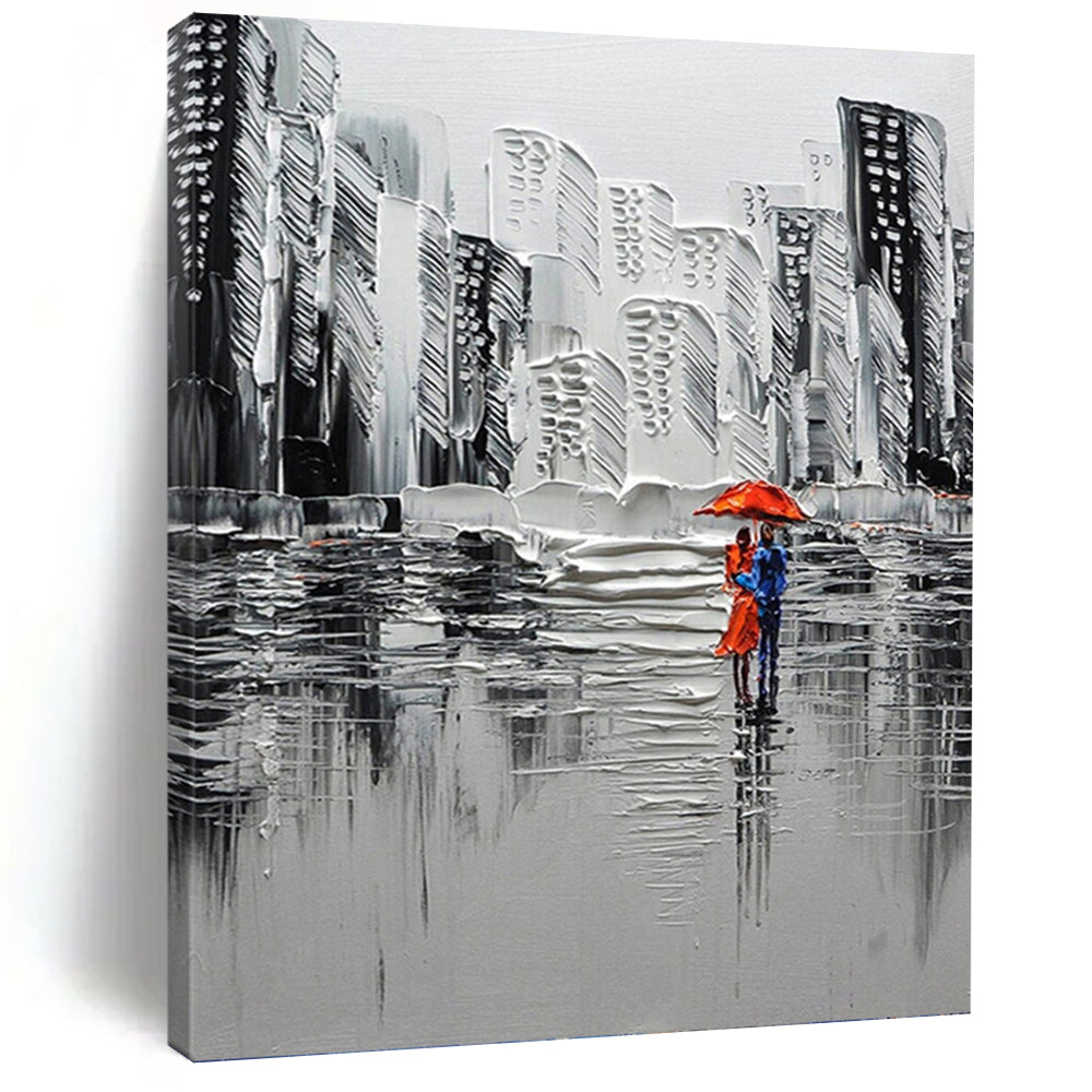 Extended - Height Vertical Hand - Painted Textured Custom Abstract Elegy for Bedroom and Hotel DKH1600