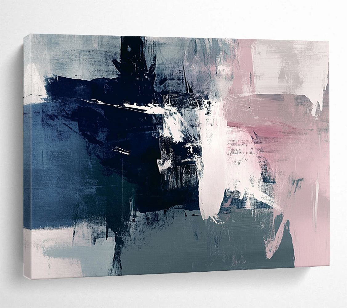 “Cool Tone Abstract Fusion” - Blue, Pink, Gray, Blended Strokes - Abstract Acrylic Painting HB1525