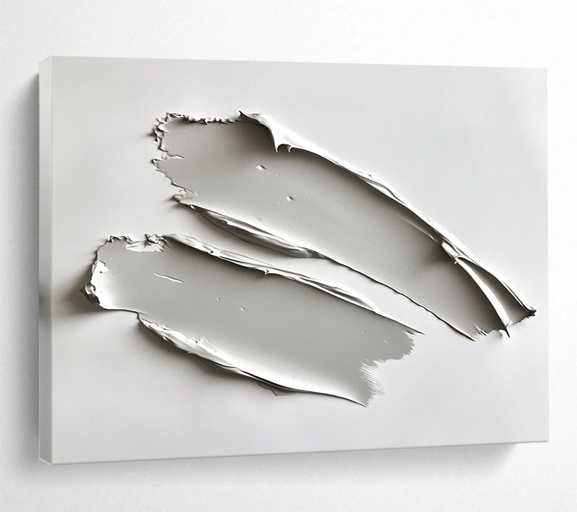 “Minimalist Gray Strokes” - Gray, White, Textural Abstract Painting On Canvas HB0690