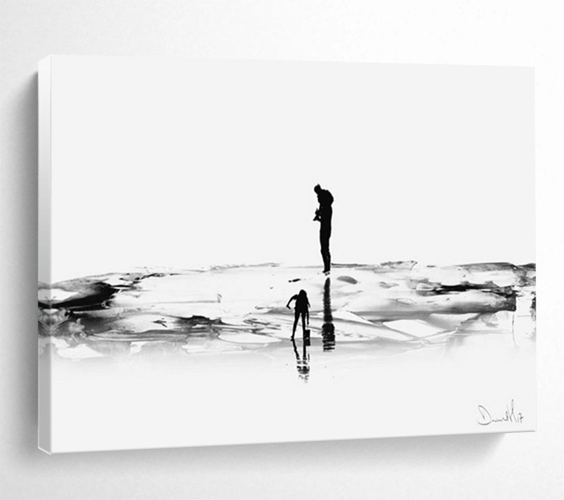 Monochrome Beach Silhouette - Serene Bathroom Decor DLZ114