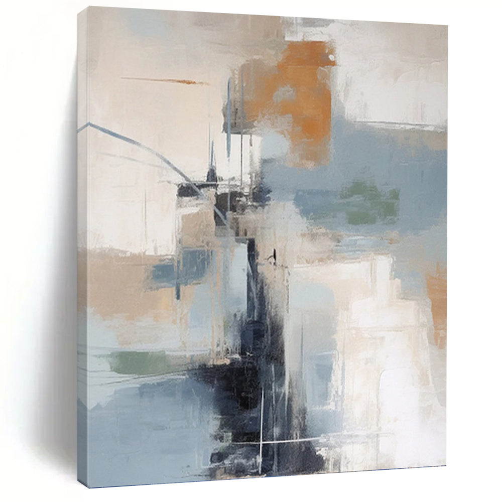 Relaxingly Striking Hand - Painted Textured Abstract Mural for Waiting Room & Lounge Area DKH1254