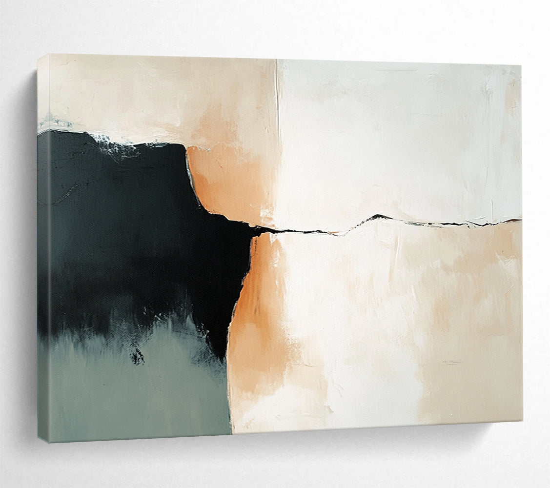 “Minimalist Color Block” - Black, Beige, Gray, Simple Geometric Shapes Painting On Canvas HB0950
