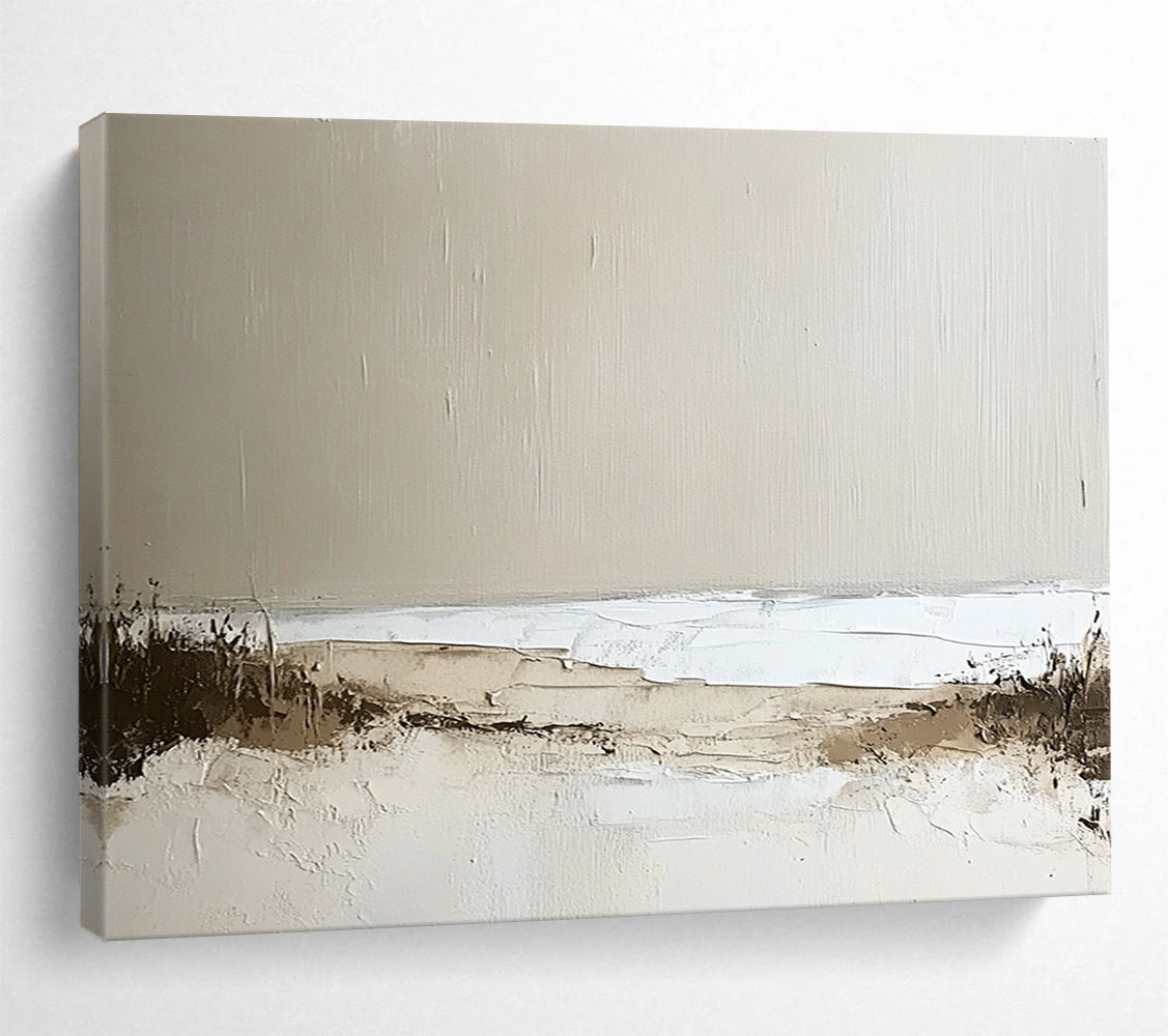 “Neutral Coastal Textures” - Beige, White, Brown, Abstract Seaside - Textured Acrylic Painting HB1496