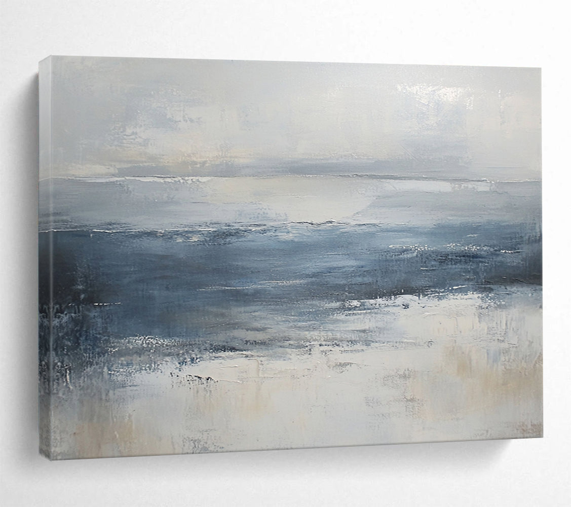 “Abstract Coastal Waves” - Blue, Gray, White - Abstract Coastal Scene - Acrylic Painting HB1304