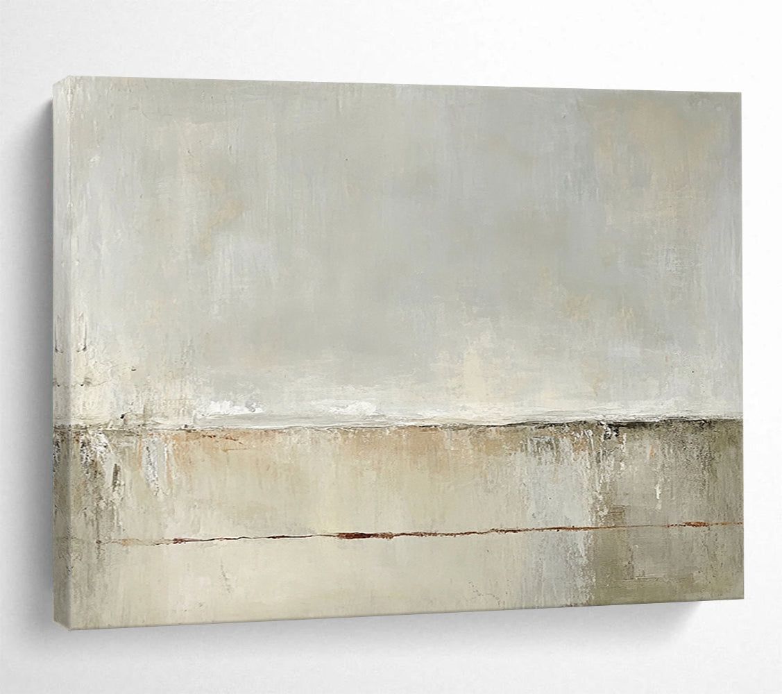 Light Gray and Beige Minimalist - “Serene Horizon” Painting On Canvas HB1449