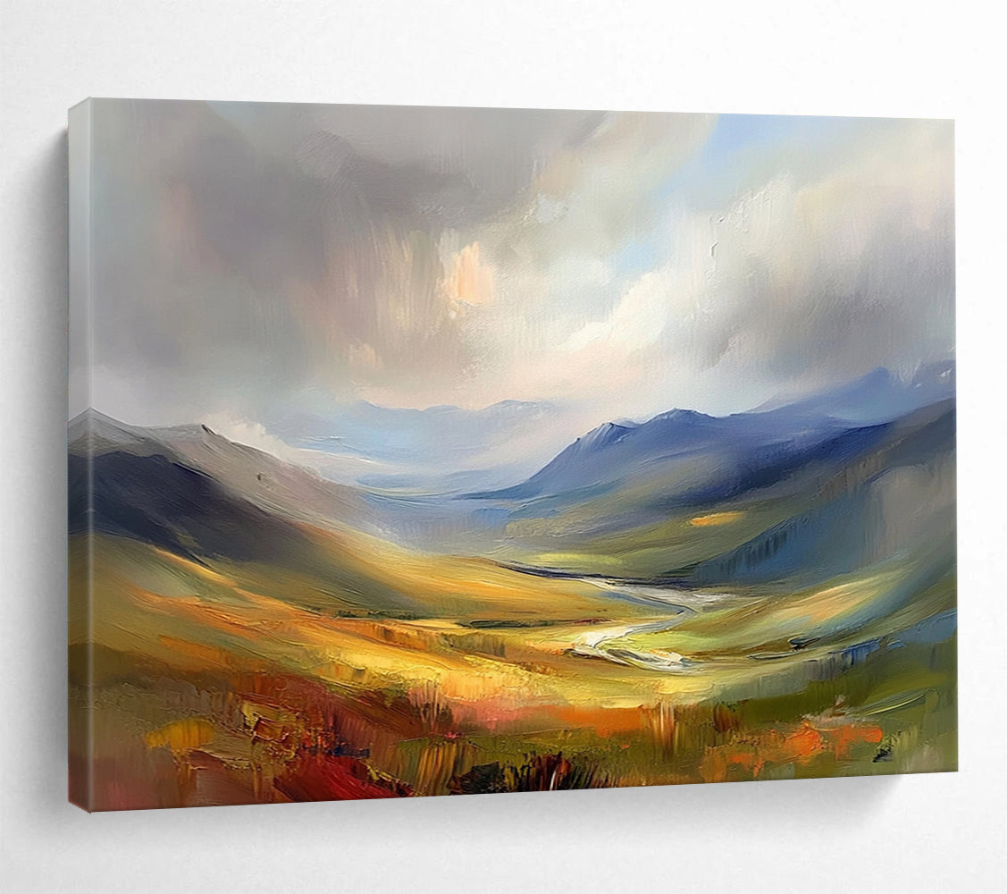 Colorful Mountain Landscape "Vivid Valleys" Painting On Canvas HB0663
