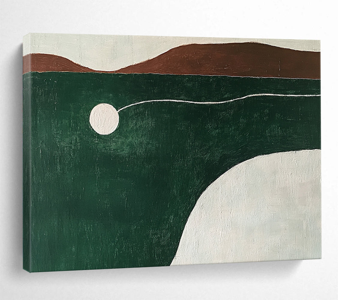 “Minimalist Landscape” - Greens, Browns, Whites, Abstract Landscape - Minimalist Oil Painting HB1585