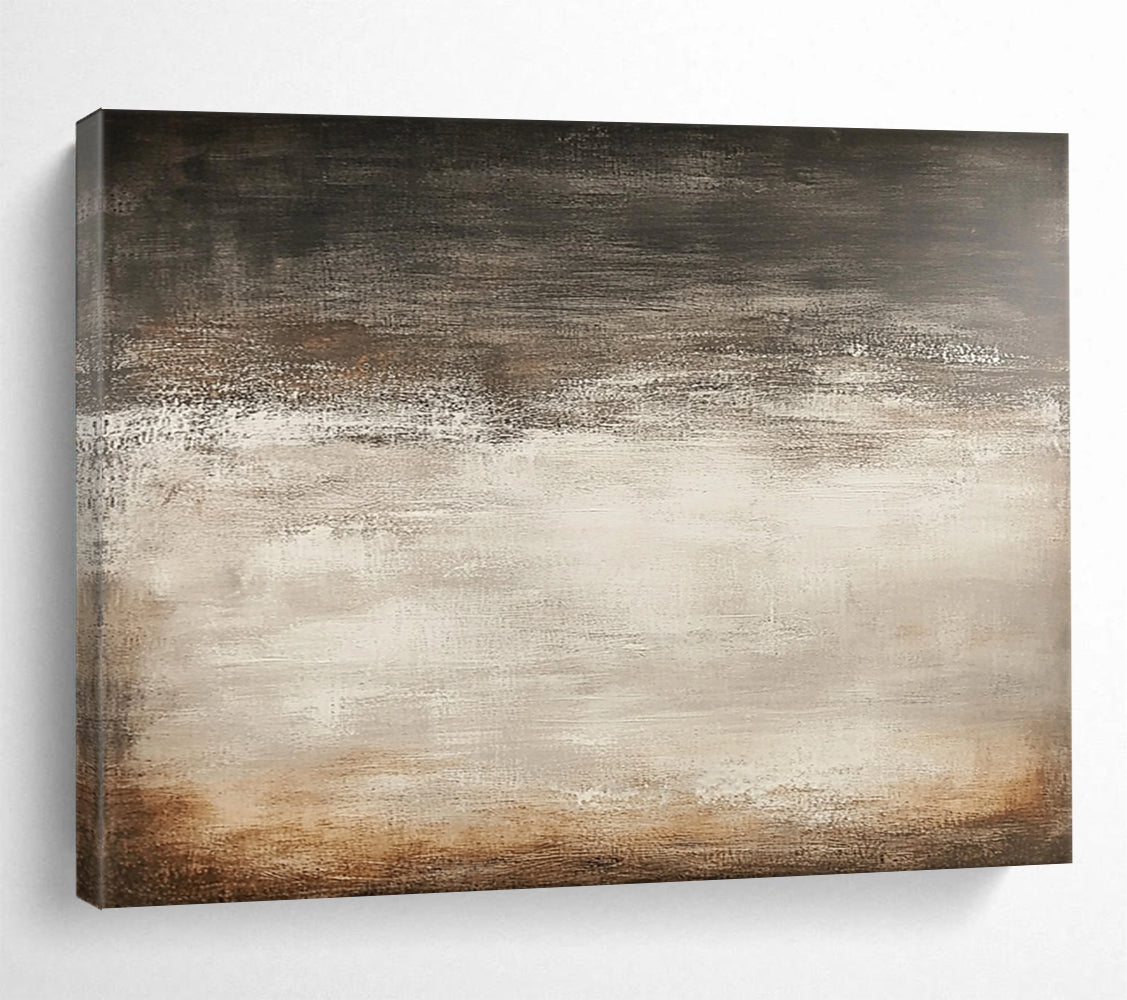 “Neutral Textured Abstraction” - Muted browns, grays, beiges, Minimalist Textural Painting On Canvas HB0583