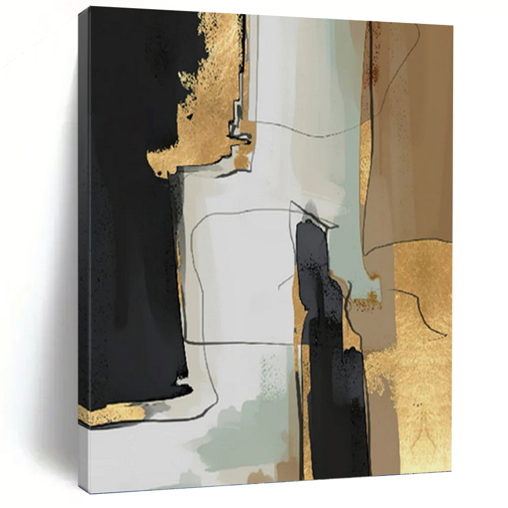 Oversized - Format Vertical Hand - Painted Textured Custom Abstract Gemstone, for Hotels and Entryway DKH1524