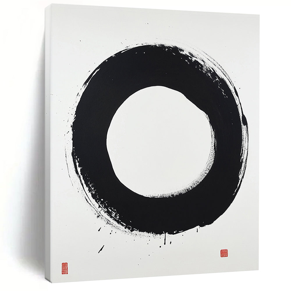 Black and White Clean Circle "Pure Harmony" Painting On Canvas HB266