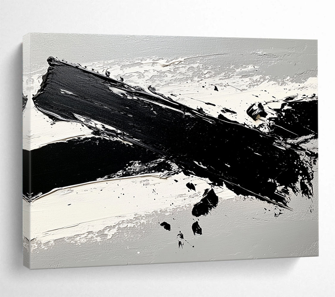 “Expressive Black & White Strokes” - Blacks, Whites, Grays, Abstract Brushstrokes - Acrylic Painting HB1621