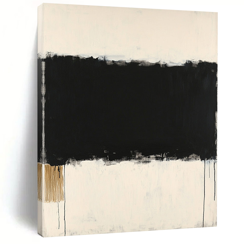 Black & White Minimalist Drip - “Abyss Horizon” Painting On Canvas HB200