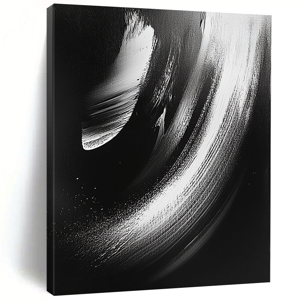 Black and White Smooth Curves "Subtle Motion" Painting On Canvas HB289